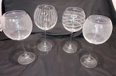 Mikasa Cheers Balloon Wine Glasses Etched Large  4 Glass Set • $21.95