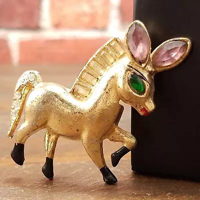 Vintage Jewelry Unsigned Designer Dancing Donkey Brooch Estate Figural • $19.99