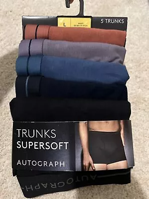 Marks & Spencer Autograph Supersoft 5pack Trunks Black Size L RRP £38 • £26.99