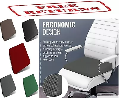 Office Chair Cushion Memory Foam Car Seat  Computer Desk Lumbar Height Booster • £10.10