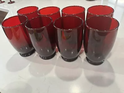 8 Anchor Hocking 5  Ruby Red Tumblers Drinking Glasses  - Vintage • $15