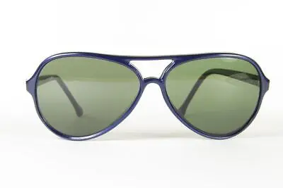 Vintage Vuarnet Aviator Sunglasses 374 Blue Metal Mineral Gray PX3000 Lens • $111.20