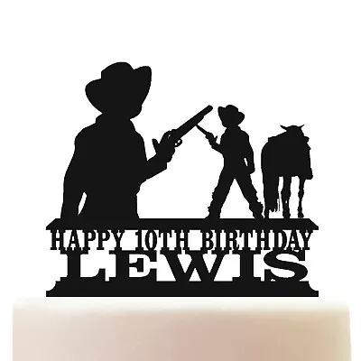 Personalised Acrylic Childrens Cowboy Kid Birthday Cake Topper Decoration • £10.75