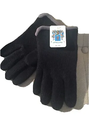 Portolano Nwt Men's Designer Lambswool Blend Gloves Navy W/gray Trim Sz M • $25