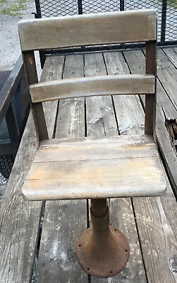 Student School Desk Pedestal Chair Wood & Iron 30.5  Vintage Wooden Plant Stand • $49.99