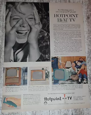 1956 Hotpoint Vintage Print Ad Television TV Console Portable Remote Family Gift • $7.75