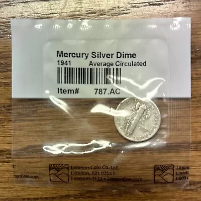 1941 P Mercury Head Dime 90% Silver In Sealed Package Marked Average Cir (White) • $4.99
