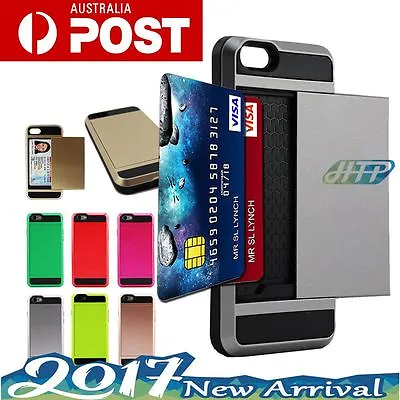 $8.79 • Buy For IPhone 6 6s Plus Case Slide Credit Card Slot Holder Tough Slim Cover