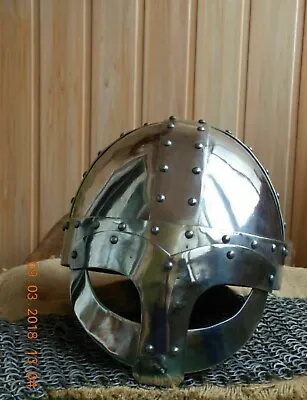 Viking Helmet Medieval LARP SCA Knight Warrior Chainmail Armor Costume Gift • $68