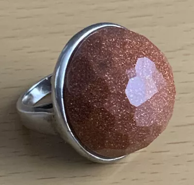 925 Silver Statement QVC /Golden Sandstone Ring Size O / Hallmarked / 18.93g • £39.99