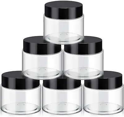 $10.99 • Buy 3 Oz Clear Plastic Storage Favor Jars Wide-Mouth Containers W/ Black Lids 12 Pck