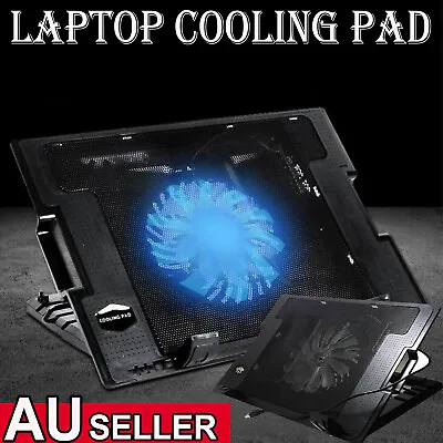 Laptop Cooling Pad Cooler Stand LED USB Port Fans Metal For Fit Quiet Gaming AUS • $22.99