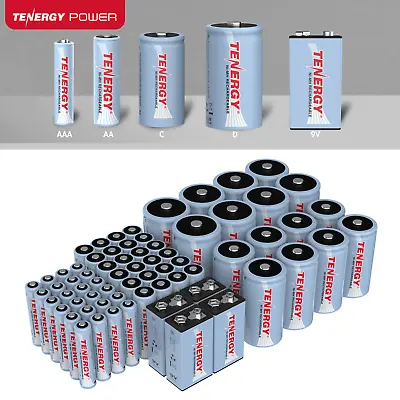 Tenergy STANDARD NiMH 1.2V AA AAA C D 9V Rechargeable Batteries LOT • $13.04