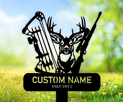 Custom Deer Hunting Memorial Stake Metal Stake Sympathy Sign Grave Marker • $41.99