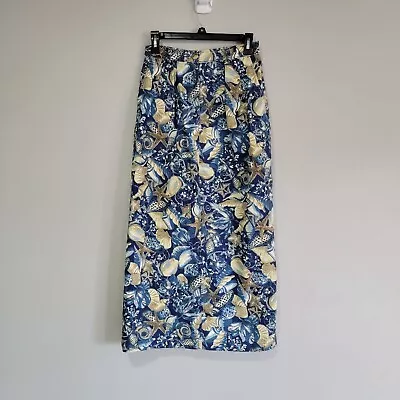 Vintage Gotcha Covered  Cotton Maxi Skirt Seashells Floral Tag 10 Measures 27 • $15.98