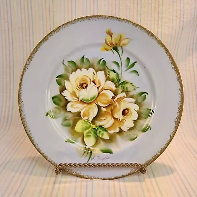 Vintage Norleans Hand-Painted Decorative Plate K. Fujita Japan Yellow Roses • $50