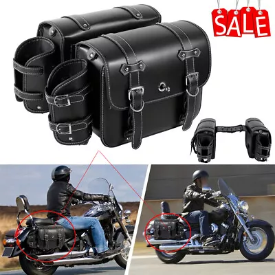 Pair Motorcycle Side Box Luggage Hard Saddle Bags W/Cup Holder For Harley Honda • $105.22