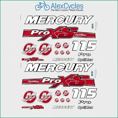 Mercury 115 HP Optimax ProXS Outboadrs Motor Red Laminated Decals Boat • $45.70