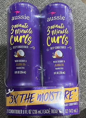 2 Pack  Aussie 3 Minute Miracle Curls Deep Conditioner  Coconut Jojoba 8 Oz Each • $23.80