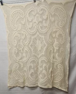 $14 • Buy Vintage Hand  Crocheted Beige  Table Top