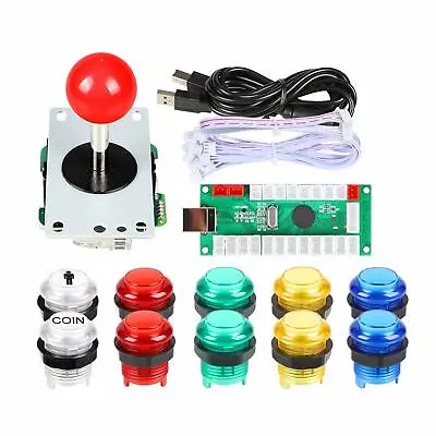 $24.88 • Buy Arcade Joystick DIY Kit Red Stick LED Illuminated Buttons Mame Raspberry Pi 2 3