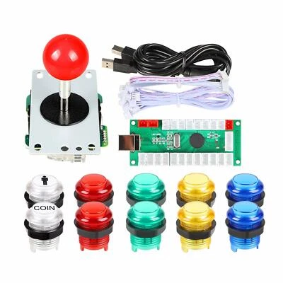 Arcade Joystick DIY Kit Red Stick LED Illuminated Buttons Mame Raspberry Pi 2 • $24.88