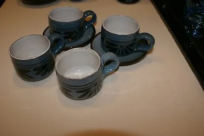 Vintage BRIXHAM WELL HOUSE Pottery  LOT OF 4 CUPS 2.5  X 3  2 SAUCERS 4 7/8 D • $25