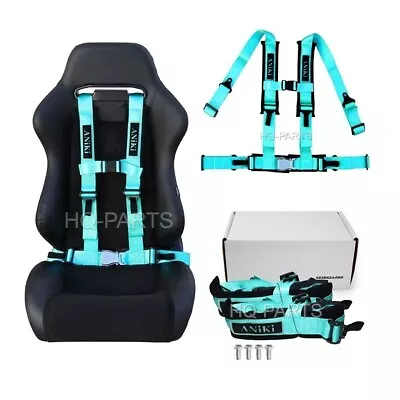 ANIKI MINT GREEN 4 POINT AIRCRAFT BUCKLE SEAT BELT HARNESS W/ ULTRA SHOULDER PAD • $68.88