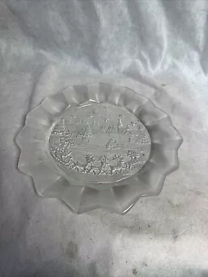 Mikasa Christmas Silent Night Frosted Glass Serving Dish Plate Platter - Germany • $14.50