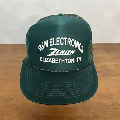 Vintage R & M Electronics Zenith Green Polyester Foam Mesh Snapback Trucker Hat • $24.95
