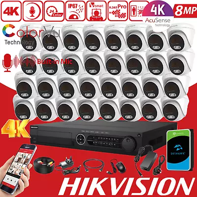 HIKVISION CCTV 4K Security Camera 8MP ColorVu System 16CH 32CH DVR Home Outdoor • £3150