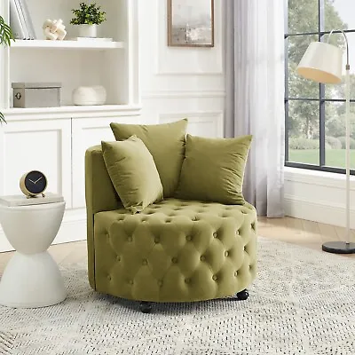 Velvet Upholstered Swivel Chair For Living Room With Button Tufted Sofa Chair • $137.44