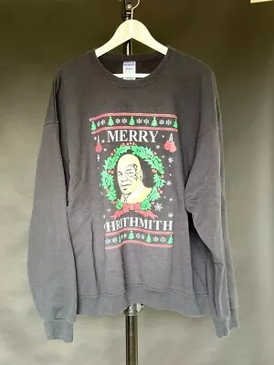 Mike Tyson Merry Chrithmas Sweatshirt Vintage Black XXL Holiday Ugly Christmas • $15.99