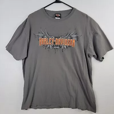 Harley Davidson T-Shirt Mens XL Gray Screaming Eagle Cotton Short Sleeve Crew • $12.59