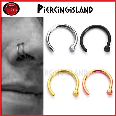 Titanium 316L Steel MENS WOMENS Nose Lip Ear Stud Open Ring Hoop Body Piercing • $3.11
