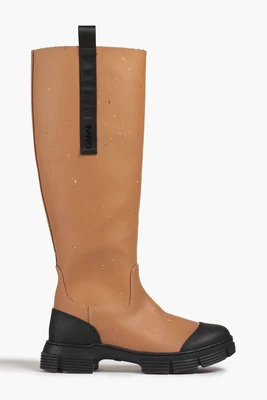 £134.99 • Buy GANNI Ladies Brown Black Recycled Rubber Knee High Boots EU 38 UK 5 NEW RRP £215