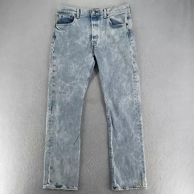 Levi's 501 Button Fly Mens Blue Denim Jeans Acid Wash Size 32x32 Pockets • $29.99