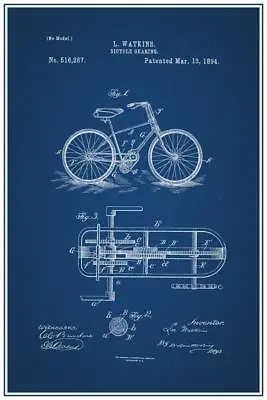 Bicycle Gearing Official Patent Blueprint Cool Huge Large Giant Poster Art 36x54 • $29.98