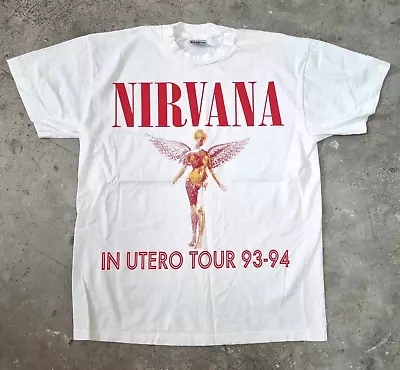 Vintage Nirvana Shirt L In Utero Tour Bon Jovi Sliver Kurt Cobain Punk Grunge • $79