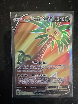 Pokémon TCG Alolan Exeggutor V (Full Art) Pokemon Go 071/078 Holo Ultra Rare • $3