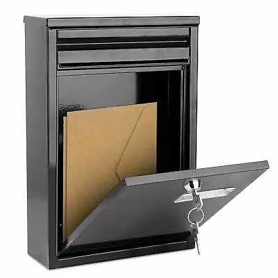 Lockable Wall Mounted Letter Box Post Mailbox Large Metal Square Outdoor Garden • £12.75