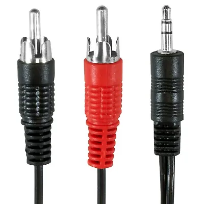 £6.98 • Buy AUX TO TWIN PHONO Cable 3.5mm Jack To 2 RCA Speaker Stereo Audio Lead 1.2m - 15m