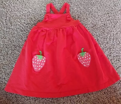 Mini Boden Size 2-3 98 Cm Dark Pink Or Red Strawberry Pocket Knot Dress • $15