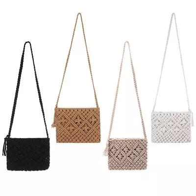 Woven Bag Straw Beach Bag Summer Purses Tassel Tassel Crossbody Handbag • £9.61