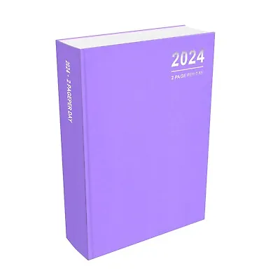 2024 A4 Hardcover 2Pages Per Day Diary Classic Planner Appointment Office Purple • £15.99