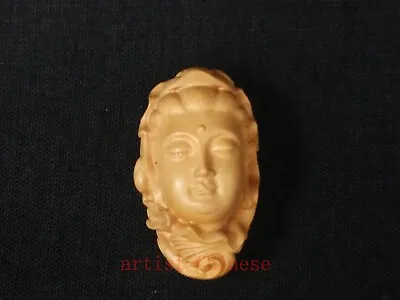 £13.80 • Buy Collection Old Chinese Boxwood Wood Hand Carving Avalokitesvara Head Netsuke
