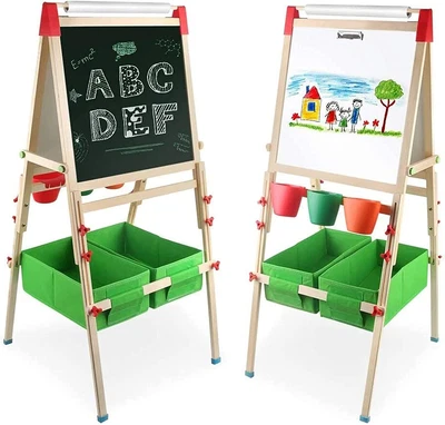 £85.99 • Buy Veluoess 4 In 1 Kids Wooden Art Easel With Paper Roll, Double-Sided Easel For