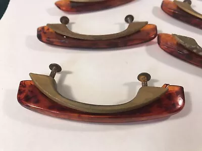 $62.50 • Buy (5) Vtg Bakelite Furniture Drawer Pulls  2  3/4 Inch Center  Art Deco Nat't Lock