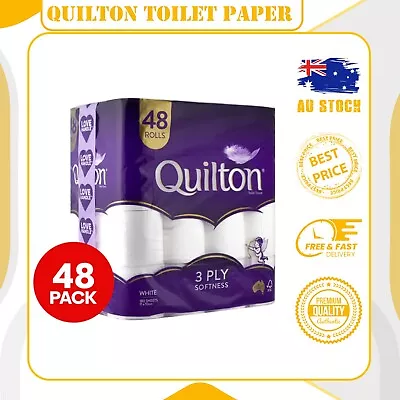 $29.29 • Buy 48x Quilton Toilet Paper Tissue Rolls Thick Soft Absorbent 3-Ply 180 Sheets