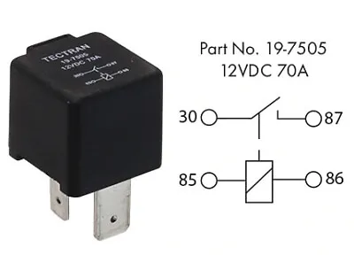 Relay-12Volt 70 Amp 4 Terminal (Pack Of 1) • $24.60